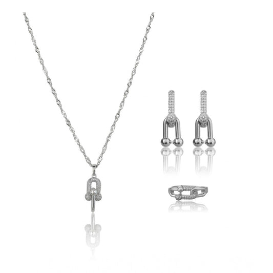Generic Women's Stainless Steel Unique Design Silverpolish Combo Jewelry (Silver Plated)