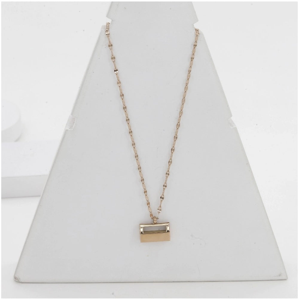 Generic Women's Stainless Steel Mini Suitcase Pendent Delicate Chain (Gold Plated)