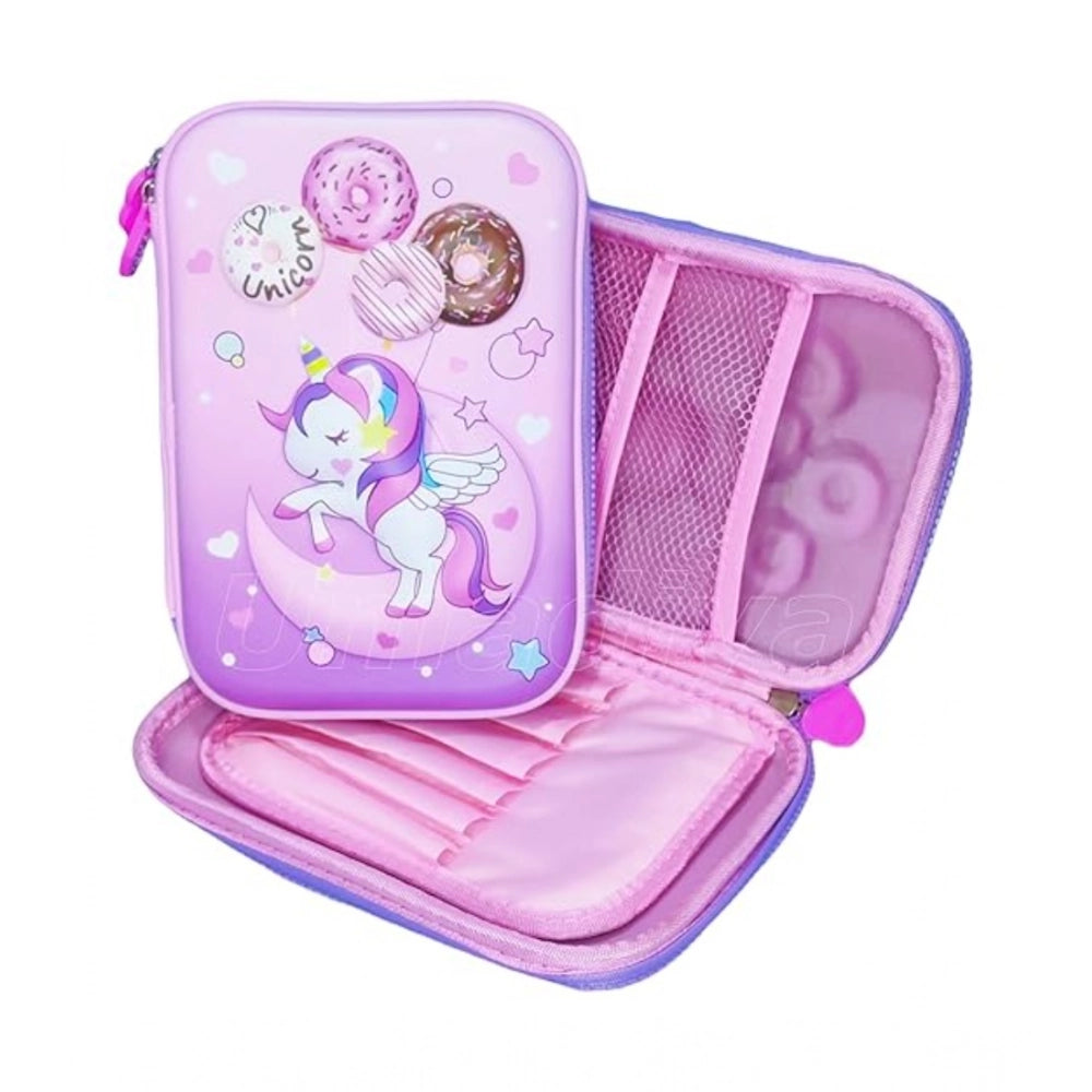 Multicolor Unicorn Plastic Pencil Pouch for Kids