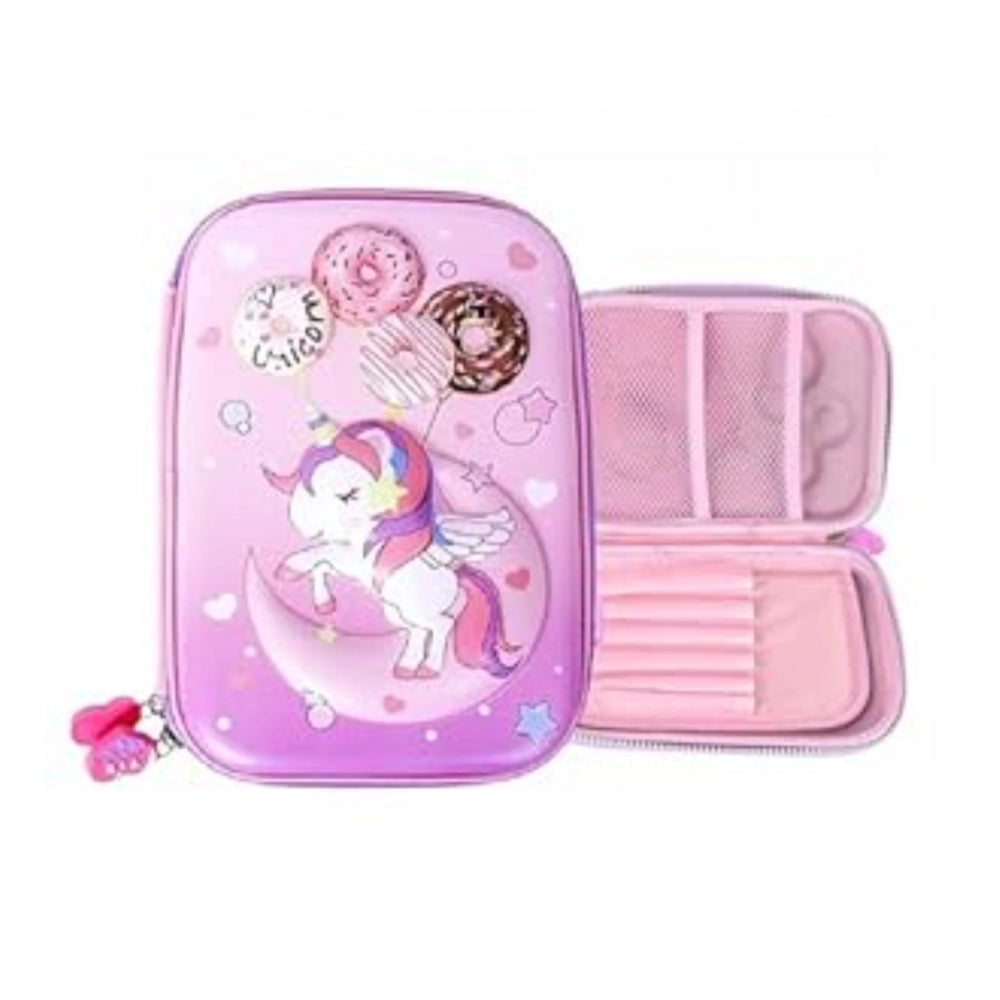 Multicolor Unicorn Plastic Pencil Pouch for Kids