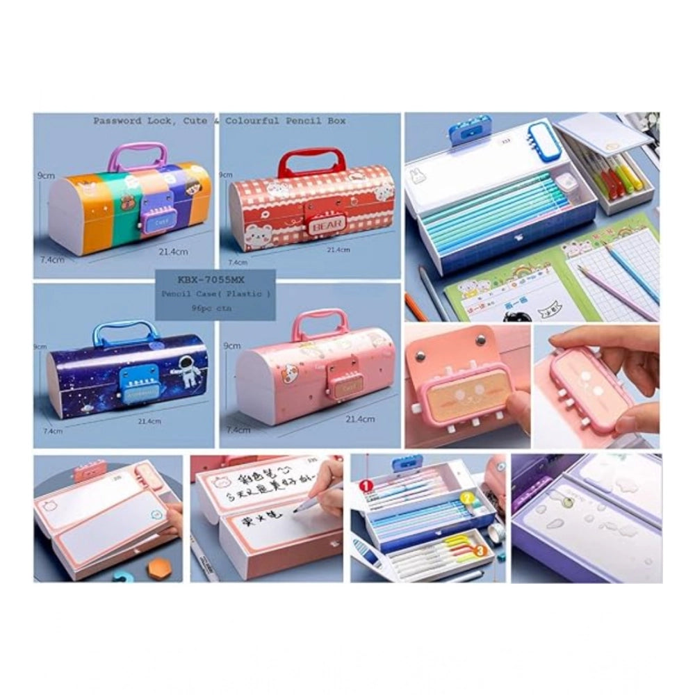 Generic Multicolor Suitcase Style Plastic Pencil Box with Password Lock