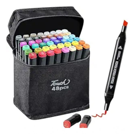 48-Piece Dual Tip Art Markers & Sketch Pens Set
