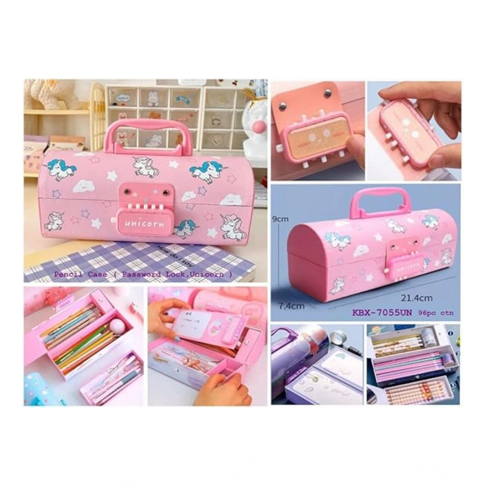 Generic Multicolor Suitcase Style Plastic Pencil Box with Password Lock