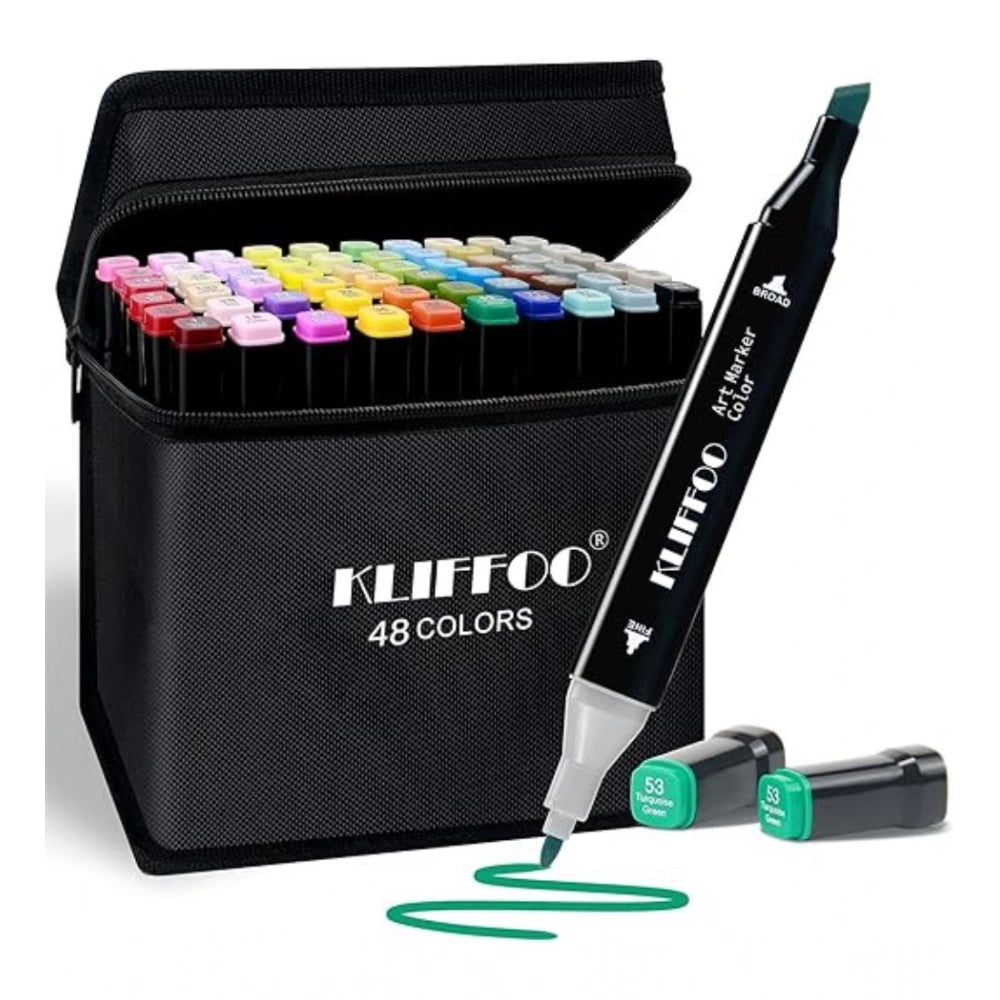 48-Piece Dual Tip Art Markers & Sketch Pens Set
