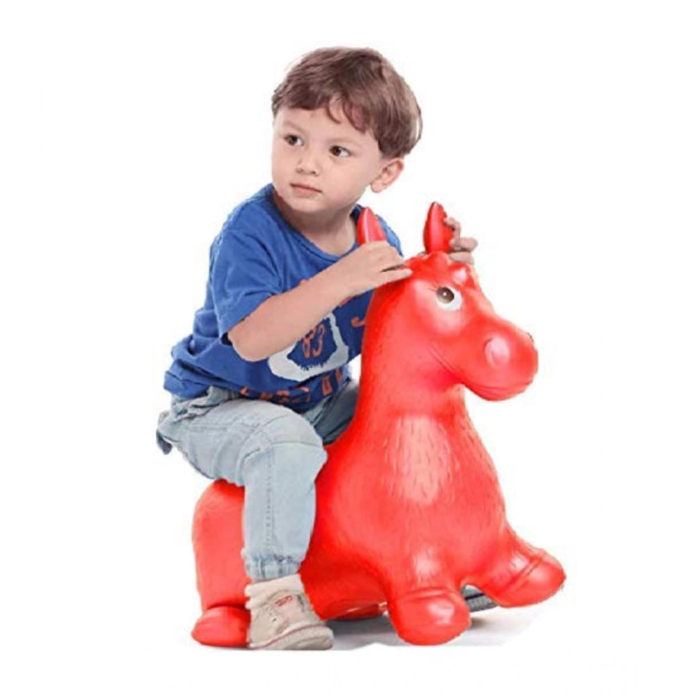 Generic ‎‎Plastic Inflatable Jumping And Riding Horse Air Animal Shape Jumping Toys (Multicolor )