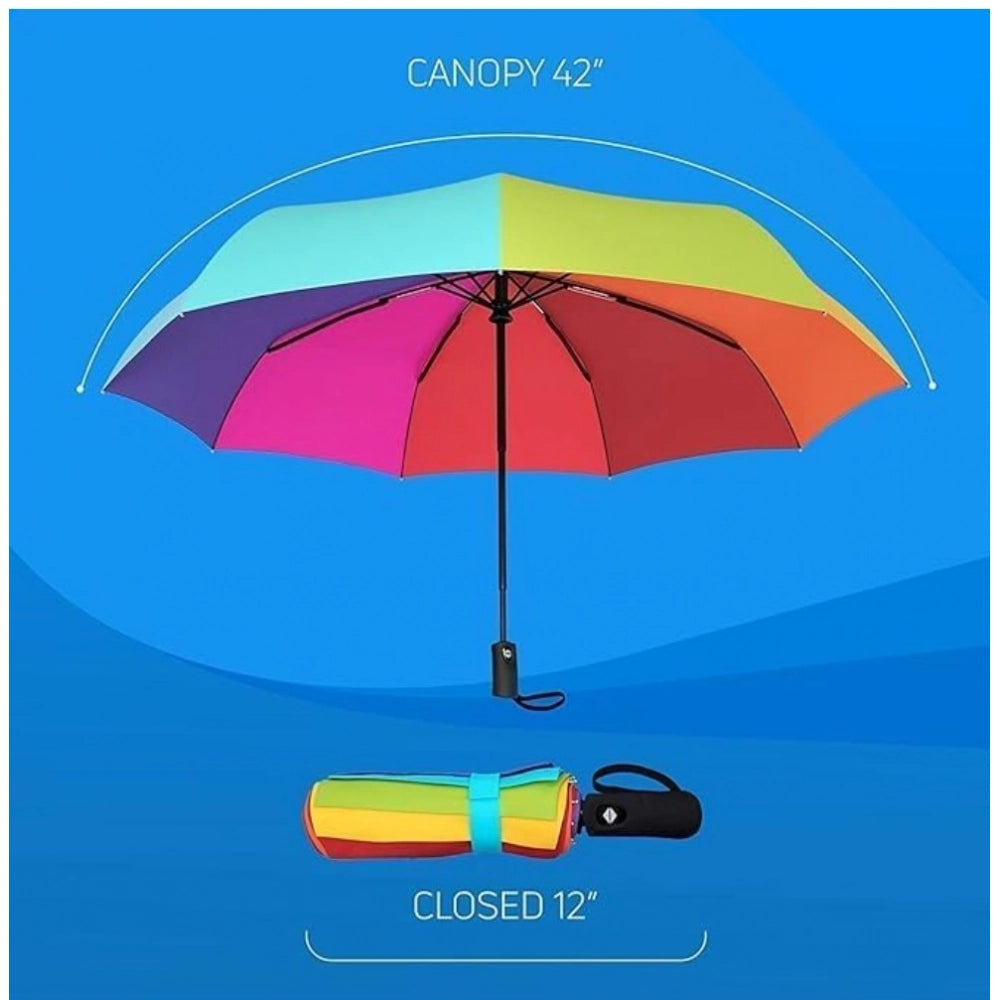 Generic Metal Portable Auto Travel Umbrella (Rainbow)