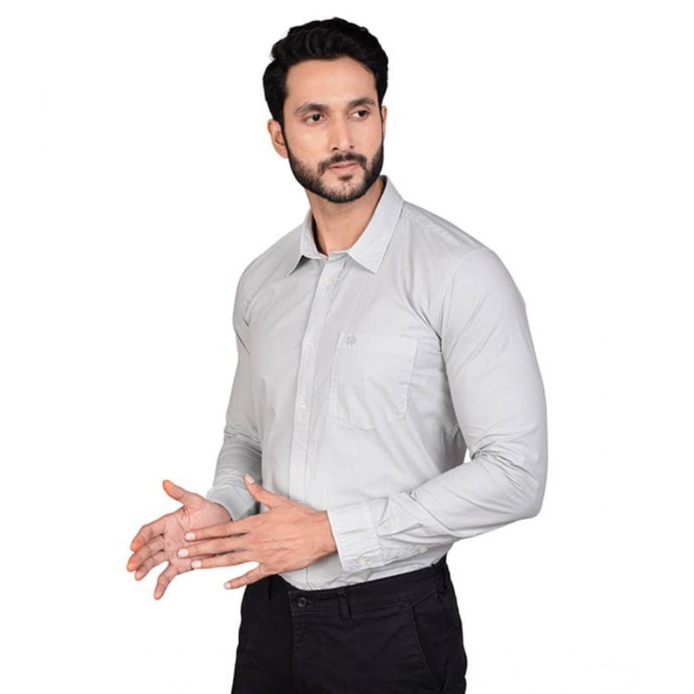 Men's Casual Cotton Full Sleeve Solid Shirt – Grey