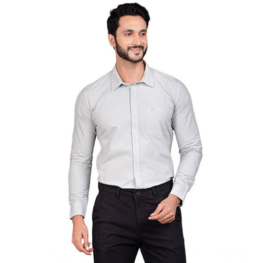 Men's Casual Cotton Full Sleeve Solid Shirt – Grey