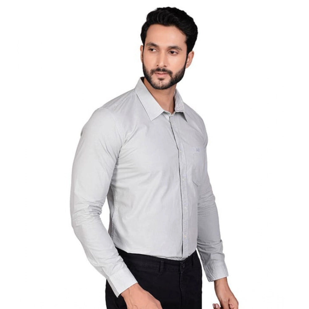 Men's Casual Cotton Full Sleeve Solid Shirt – Grey