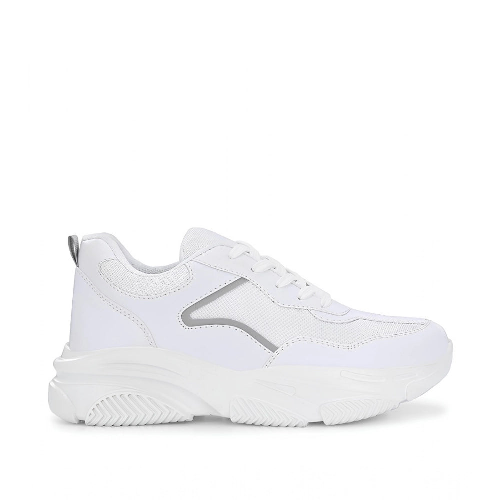 Women's White Mesh Printed Shoes