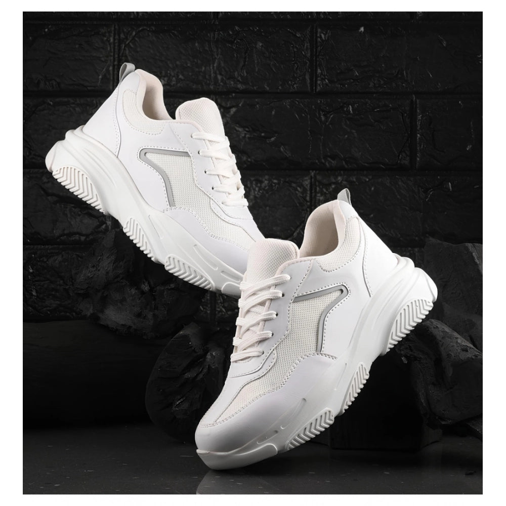 Women's White Mesh Printed Shoes