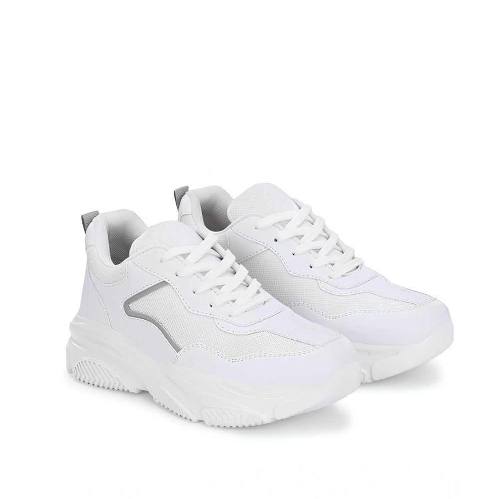 Women's White Mesh Printed Shoes