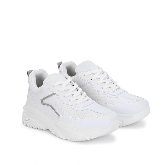 Women's White Mesh Printed Shoes