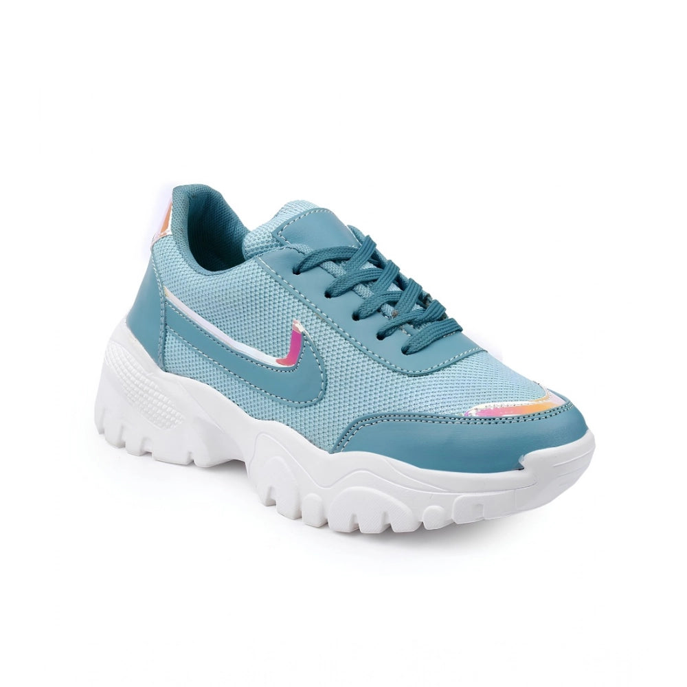 Women's Blue Mesh Printed Shoes