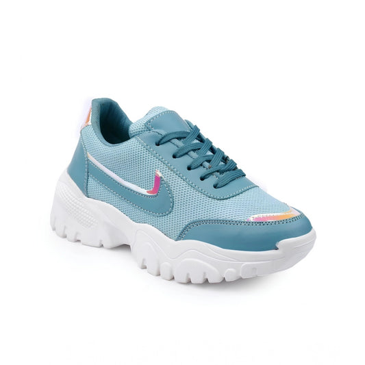 Women's Blue Mesh Printed Shoes
