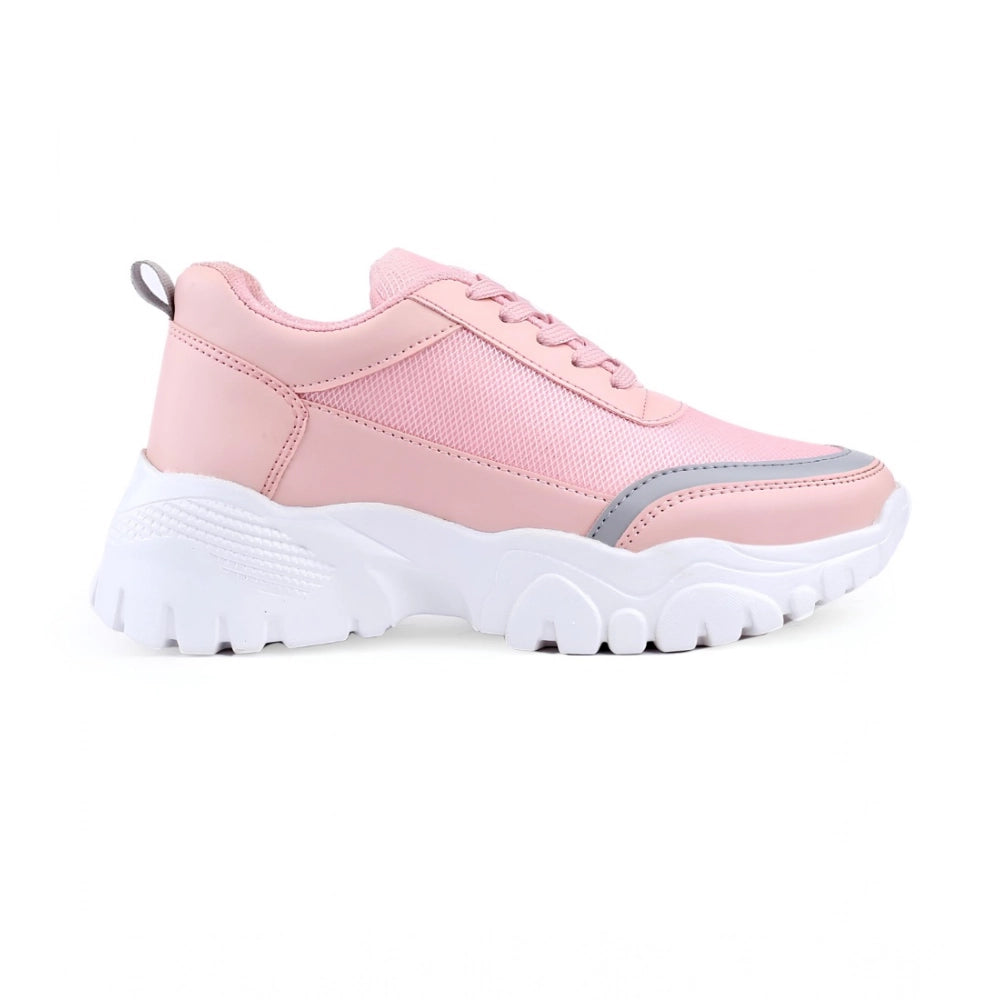 Women's Pink Printed Mesh Casual Shoes