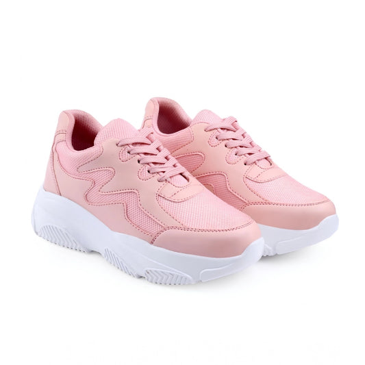 Women's Pink Mesh Printed Shoes