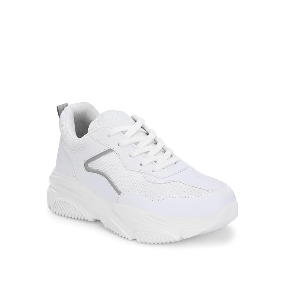 Women's White Mesh Printed Shoes
