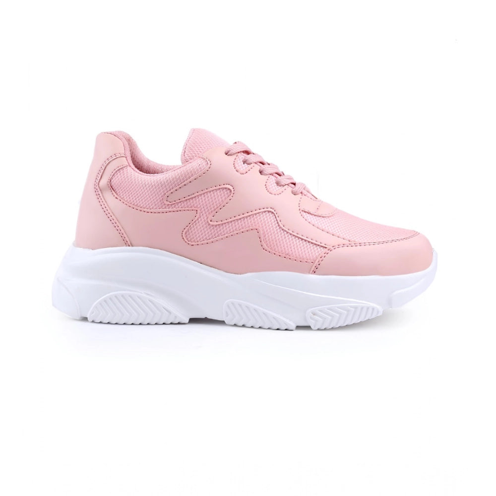 Women's Pink Mesh Printed Shoes