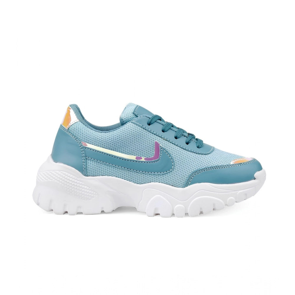 Women's Blue Mesh Printed Shoes