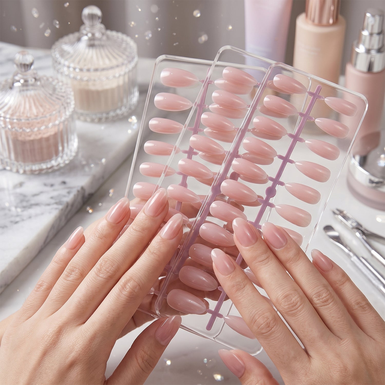 Artificial Nail Tips Set  Elegant French Manicure At Home