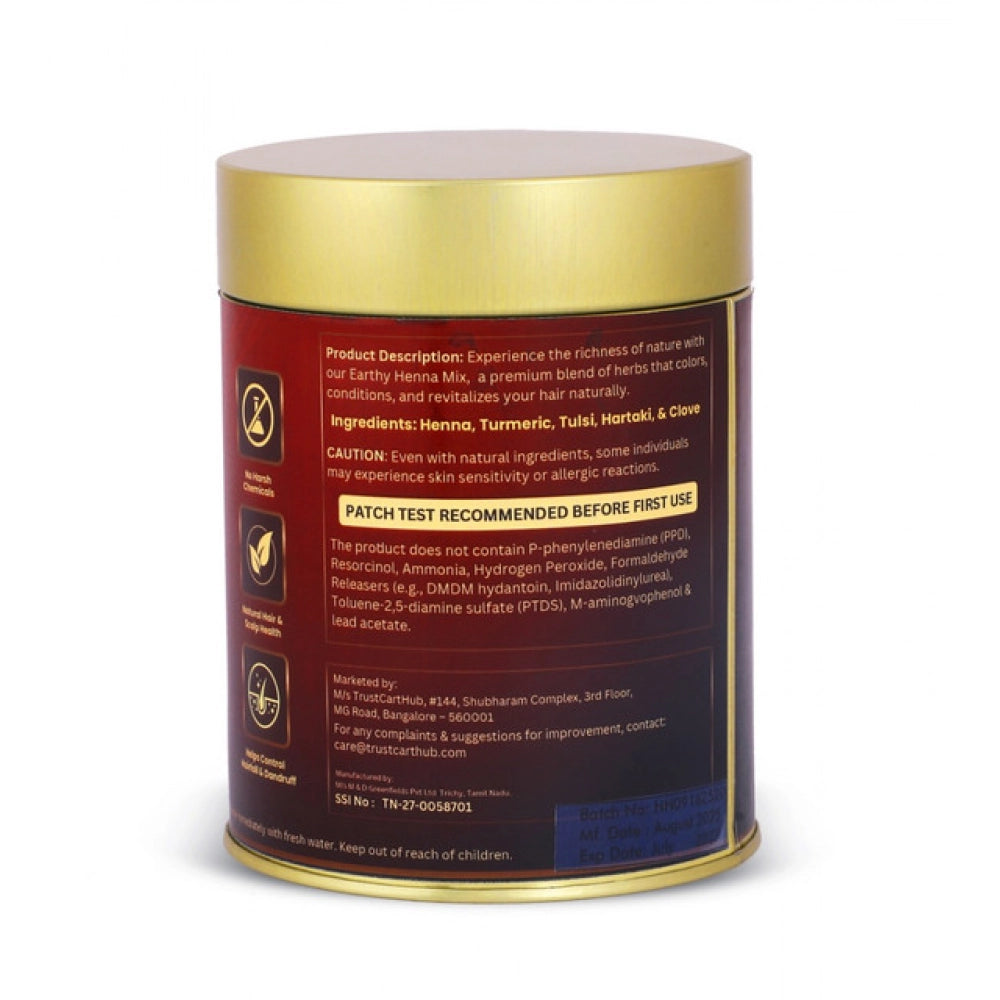 Vixa Naturals Herbal Mehndi Hair Color Powder with Tulsi, Baheda & Thankuni