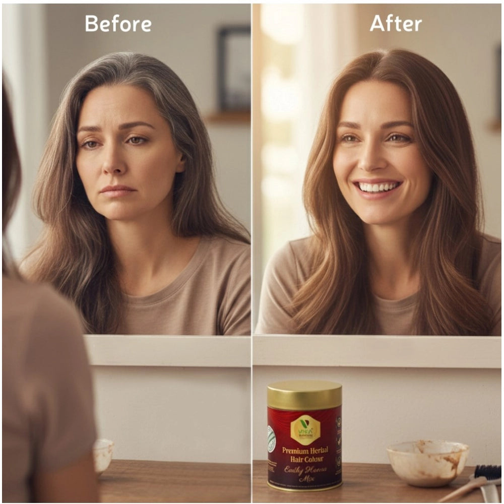 Vixa Naturals Herbal Mehndi Hair Color Powder with Tulsi, Baheda & Thankuni