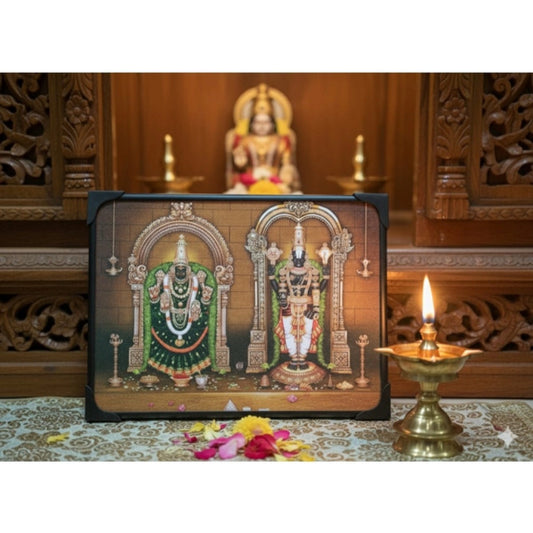 Wooden Tirupati Balaji Padmavati Venkateshwara Swamy Tabletop Devotional Player Multicolor