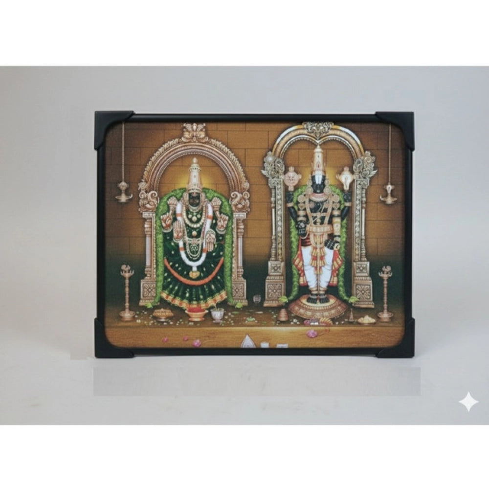 Wooden Tirupati Balaji Padmavati Venkateshwara Swamy Tabletop Devotional Player Multicolor