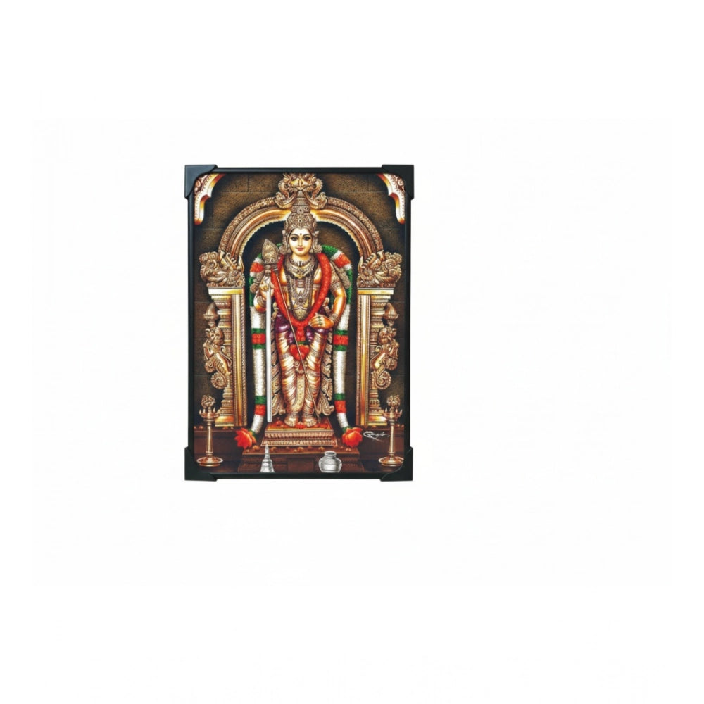 Wooden Sri Subramaniyan Swamy Murugan Tabletop Devotional Player Multicolor