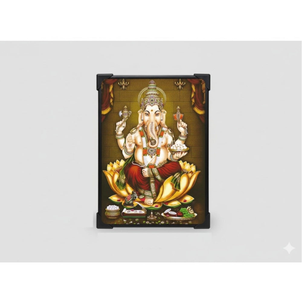 Wooden Lord Ganesha Tabletop Devotional Player Multicolor