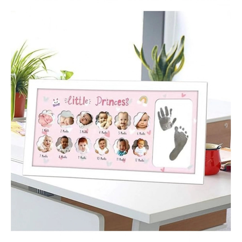 Generic Acrylic Baby Hand & Footprint Photo Frame with Ink Pad Multicolor