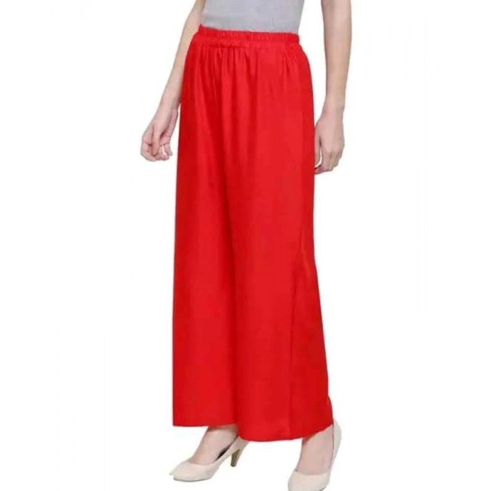 Generic Women's Casual Rayon Solid Ankle Length Palazzo (Red, Free Size)