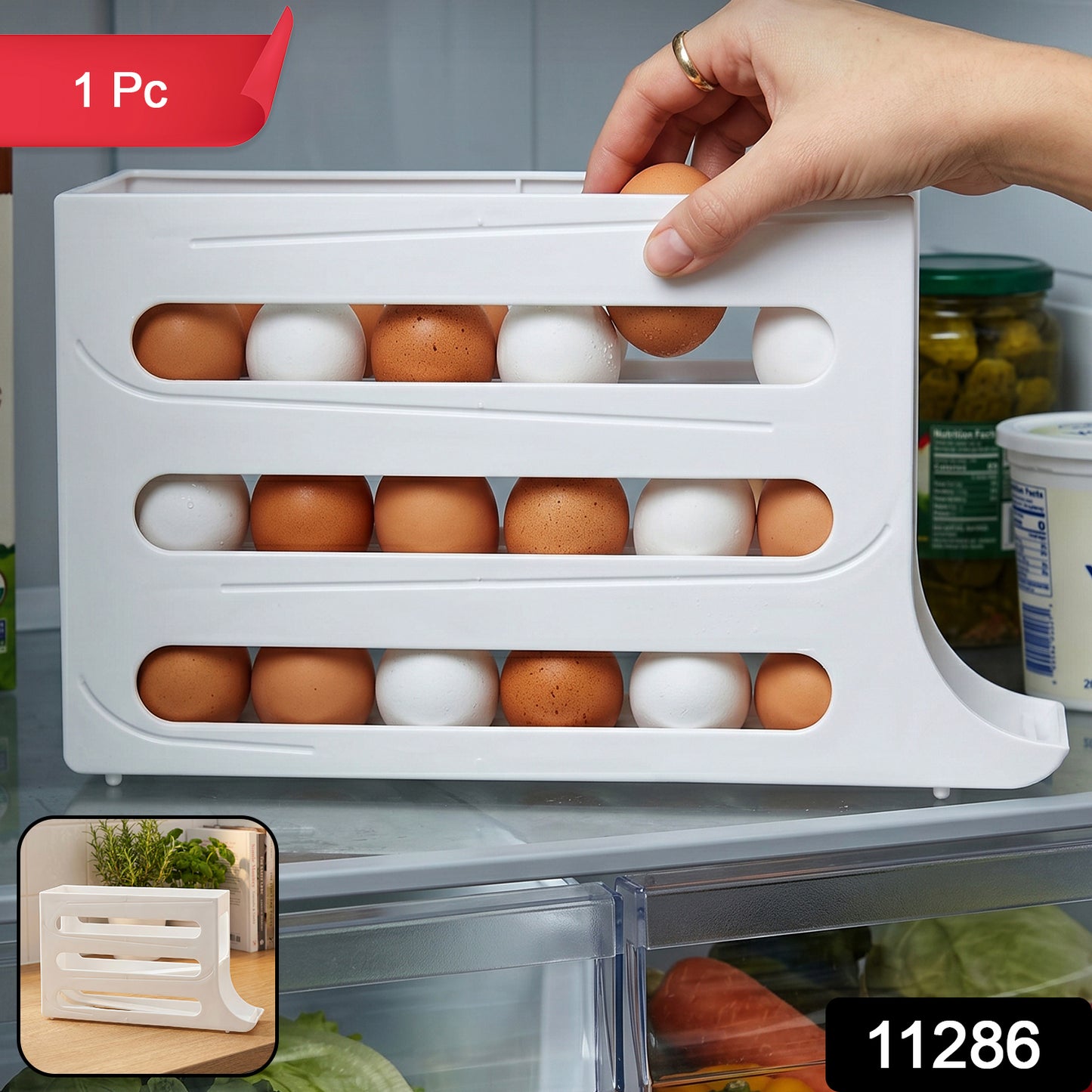 Space Saving Plastic Egg Storage Tray Organizer (1 Pc)