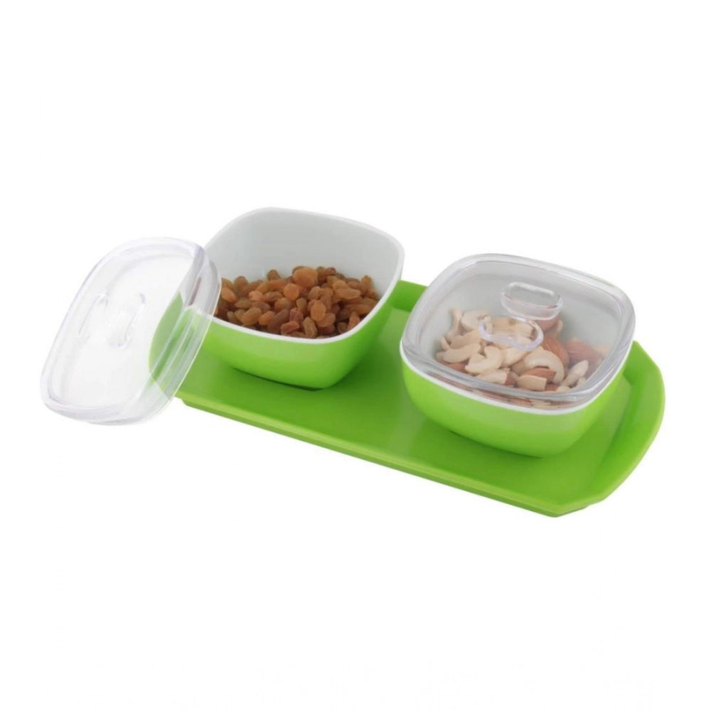 Multipurpose Serving Tray with Dry Fruit Airtight Bowls & Lids | Assorted