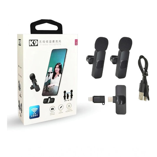K9 Mini Wireless Microphone with Receiver – Portable Recording Mic