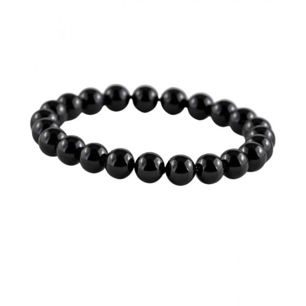Generic Natural Crystal 8mm Black Tourmaline Bracelet (Black)