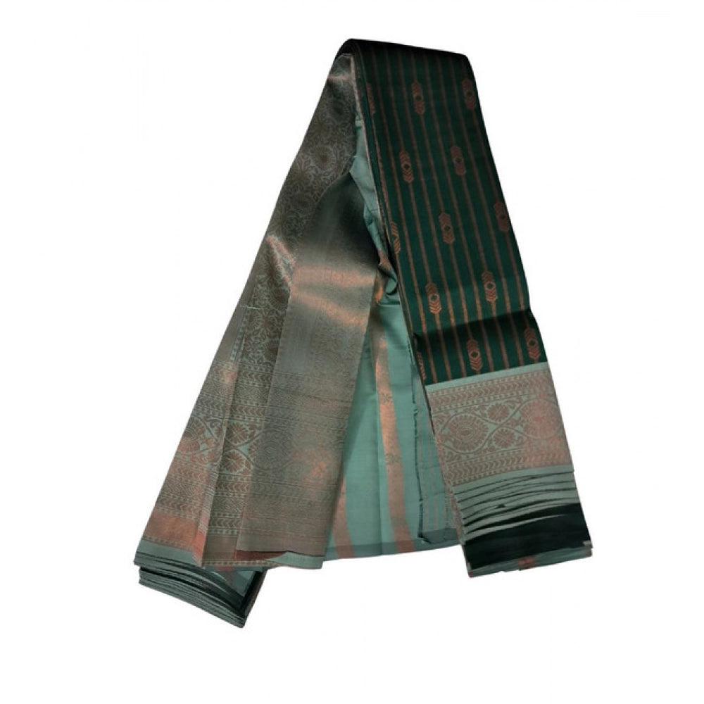 Generic Women's Soft Silk Wooven Saree With Unstitched Blouse 5.5Mtr (Green)