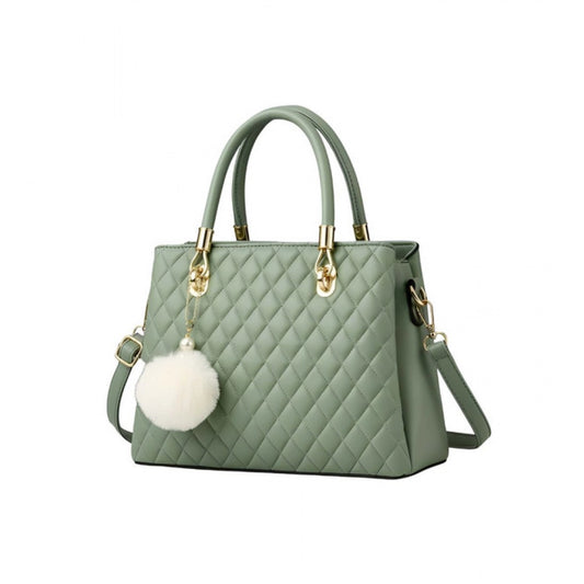 Generic Women's PU Leather Solid Shoulder Zipper Handbag (Green)