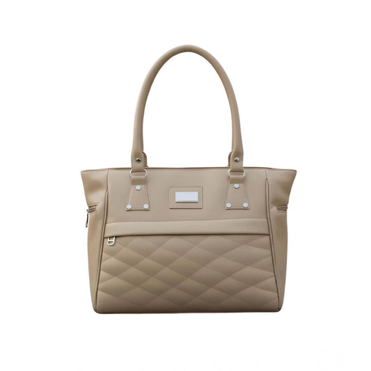 Generic Women's PU Leather Solid Shoulder Zipper Handbag (Beige)
