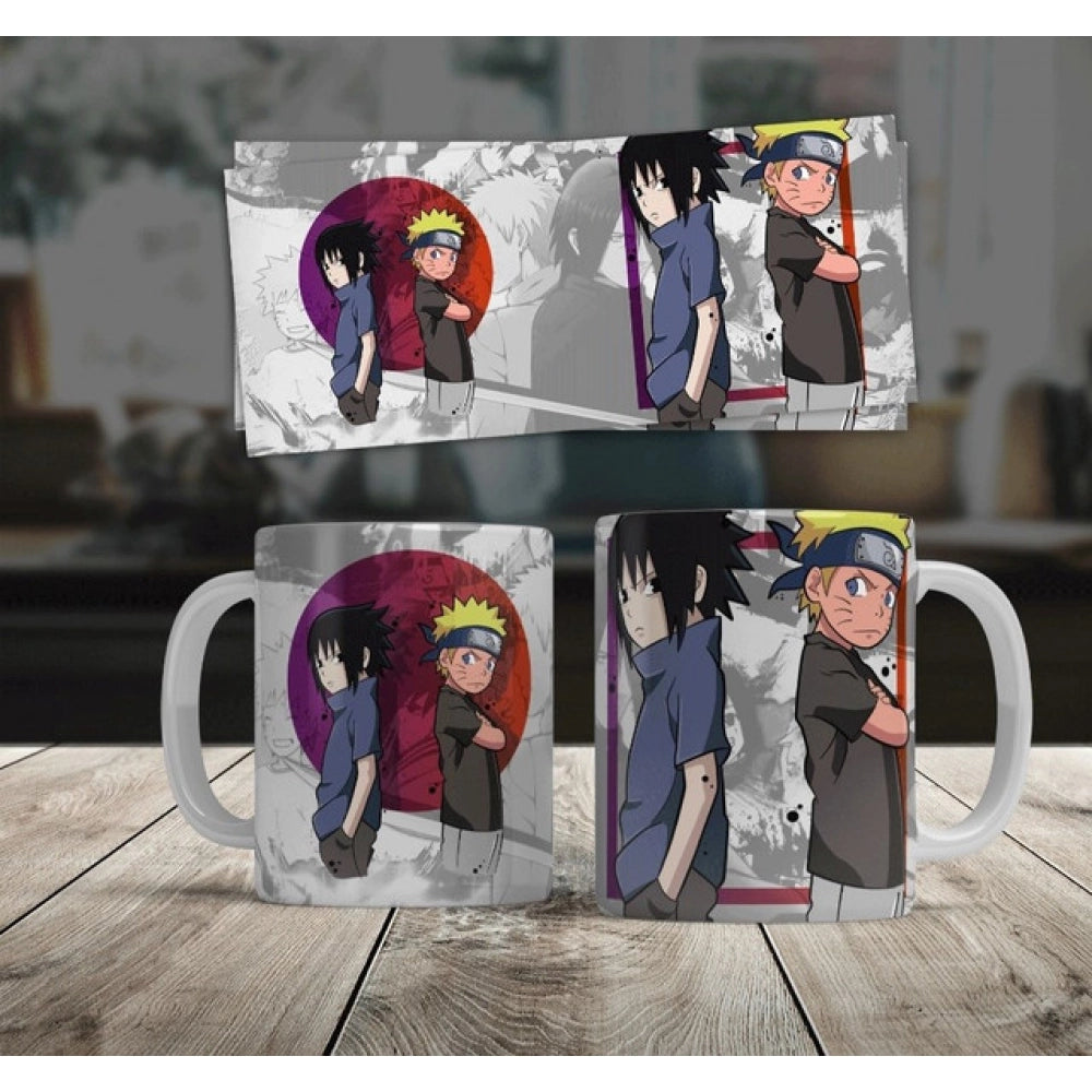 Generic Anime Naruto & Sasuke Ceramic Printed Coffee Mug – White