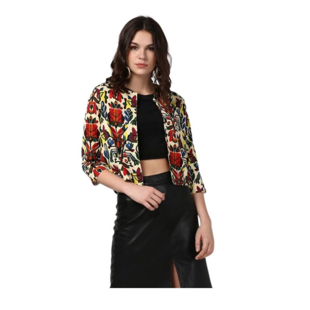 Women’s Multicolor Floral 3/4 Sleeve Front Open Shrug