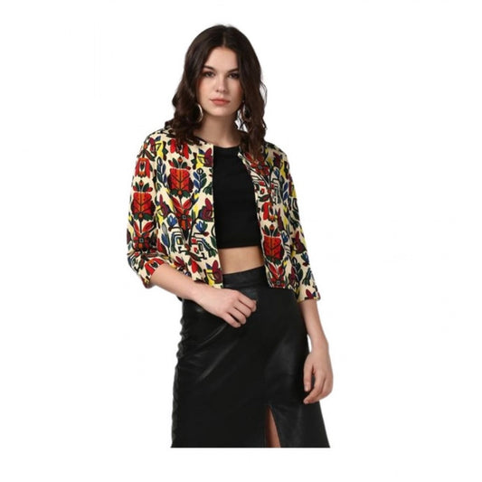 Women’s Multicolor Floral 3/4 Sleeve Front Open Shrug