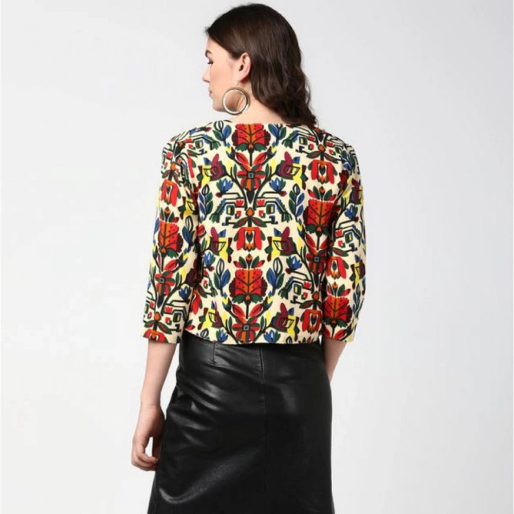 Women’s Multicolor Floral 3/4 Sleeve Front Open Shrug