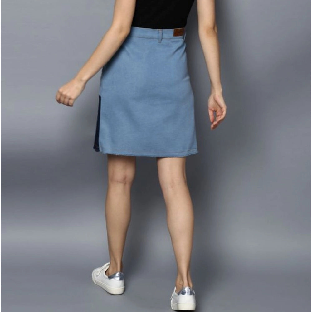 Generic Women's Denim Brick Style Buttoned Skirt (Blue)