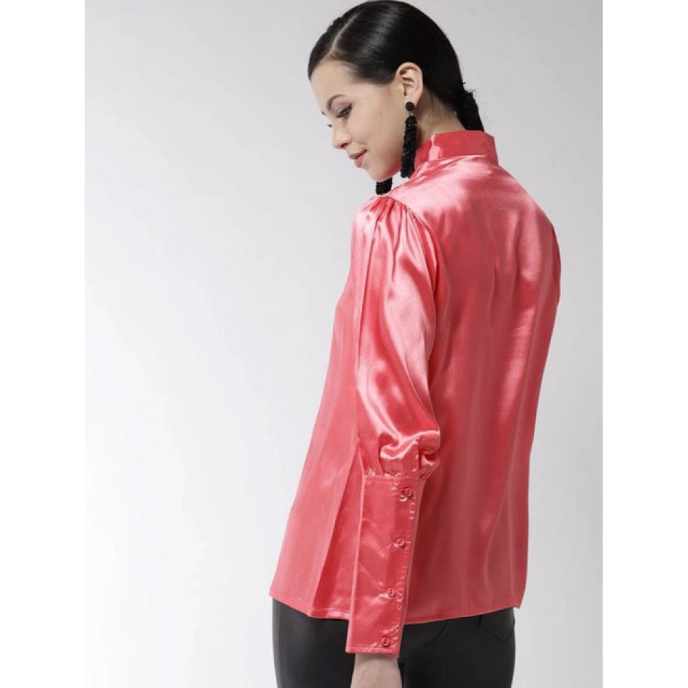 Women's Solid Long Sleeve Top – Coral