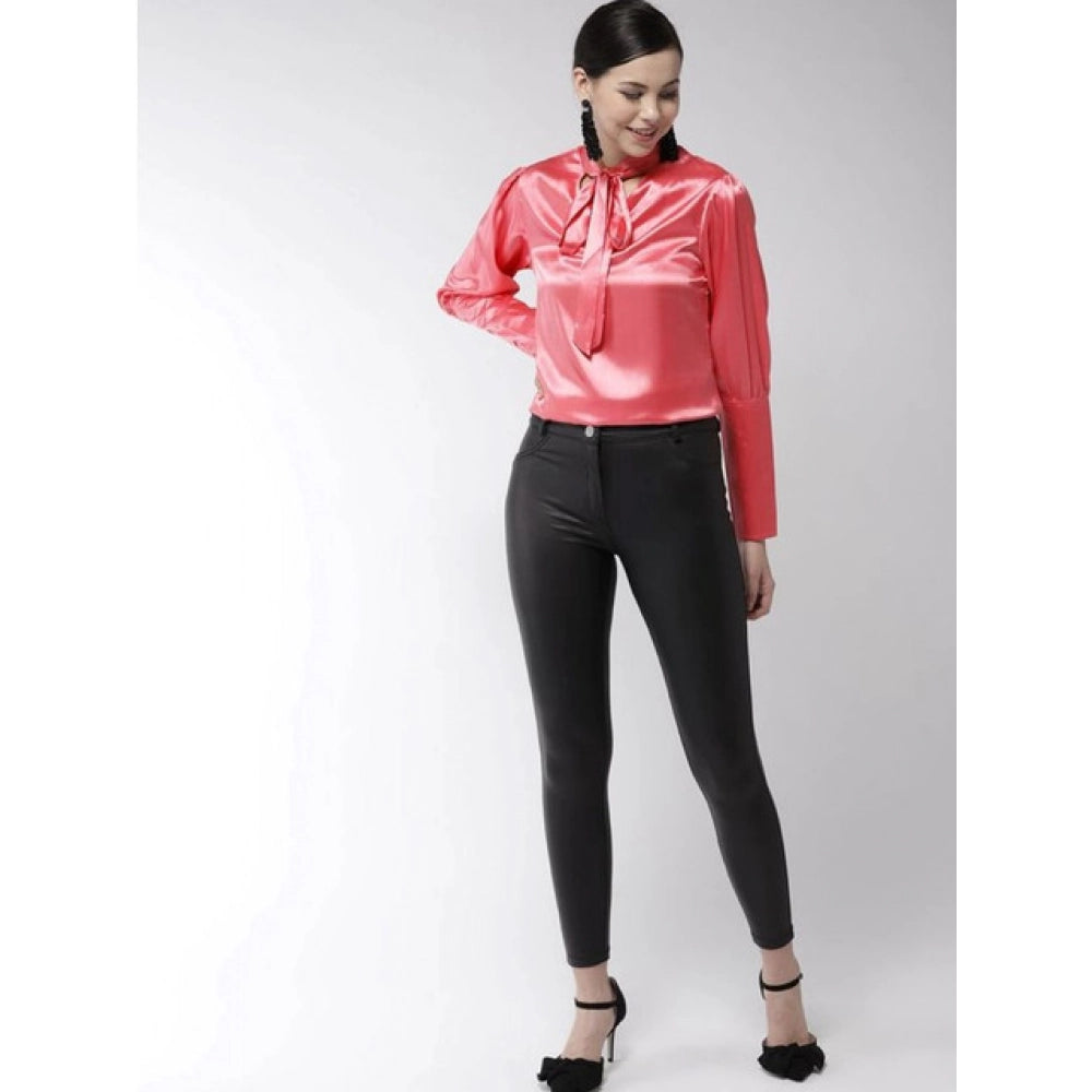 Women's Solid Long Sleeve Top – Coral