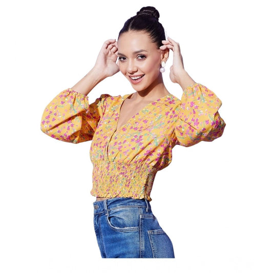 Women's Polyester Floral Print Full Sleeve Casual Top – Multicolor | Soft & Stylish Regular Fit