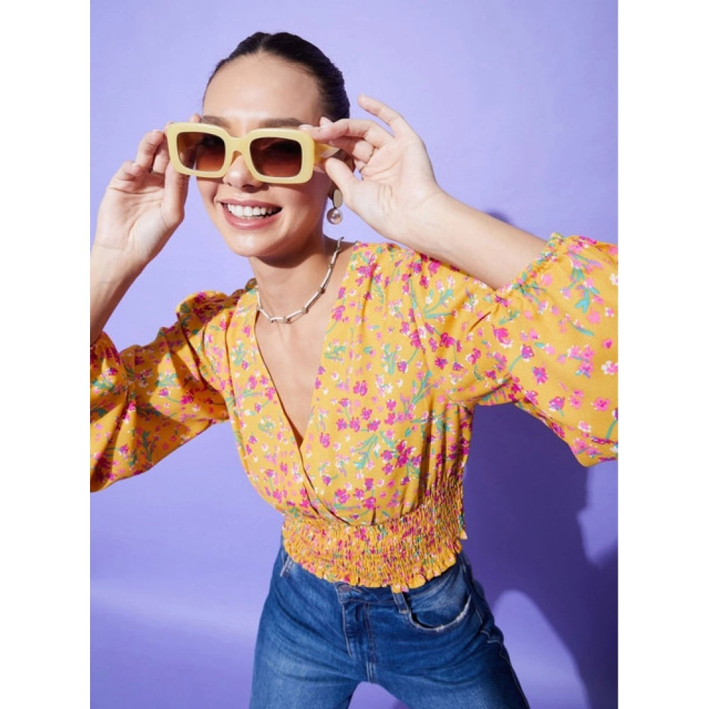 Women's Polyester Floral Print Full Sleeve Casual Top – Multicolor | Soft & Stylish Regular Fit