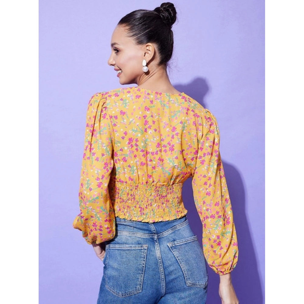 Women's Polyester Floral Print Full Sleeve Casual Top – Multicolor | Soft & Stylish Regular Fit